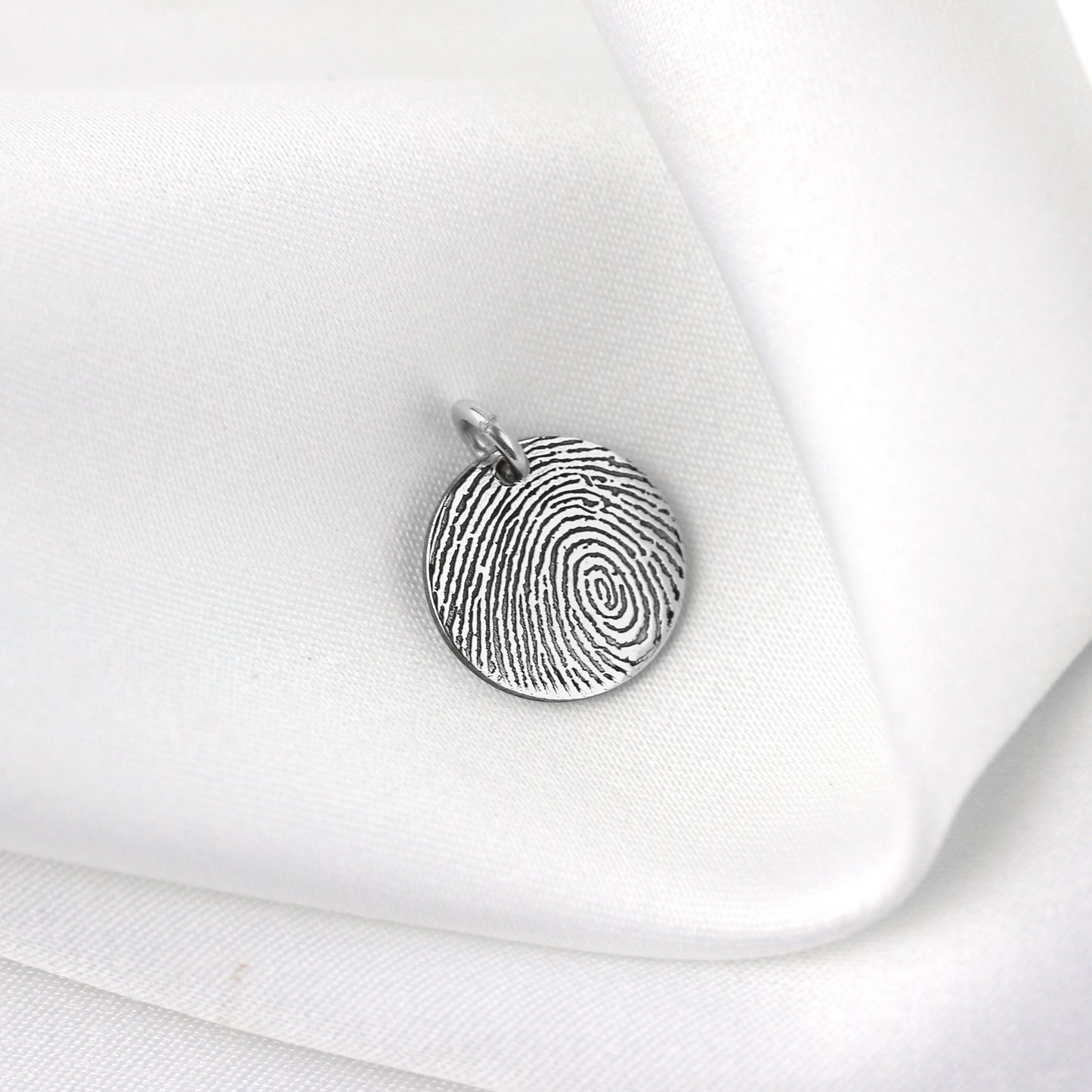 Breloque ronde personnalisée en argent sterling avec empreinte digitale