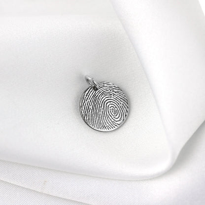 Breloque ronde personnalisée en argent sterling avec empreinte digitale