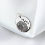 Pendentif ovale personnalisé en argent sterling avec empreinte digitale