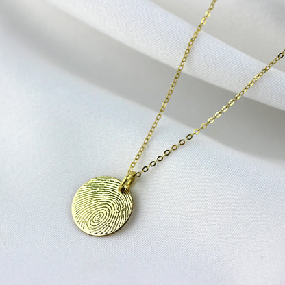 Breloque ronde personnalisée en or 9 carats avec empreinte digitale
