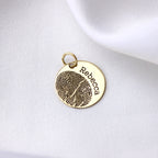 Breloque ronde personnalisée en or 9 carats avec empreinte digitale