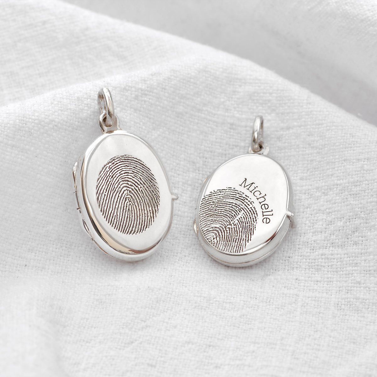 Collier médaillon personnalisé en argent sterling avec empreinte digitale