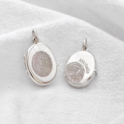 Collier médaillon personnalisé en argent sterling avec empreinte digitale