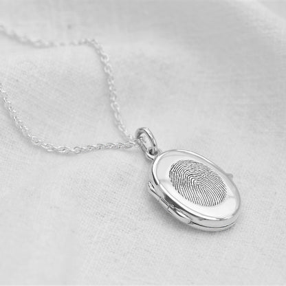 Collier médaillon personnalisé en argent sterling avec empreinte digitale