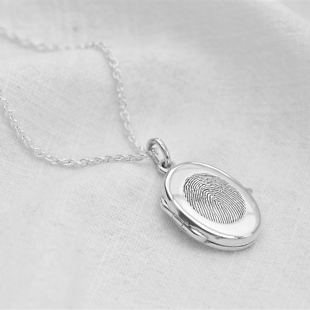 Collier médaillon personnalisé en argent sterling avec empreinte digitale