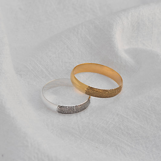 Bague personnalisée en argent sterling avec empreinte digitale