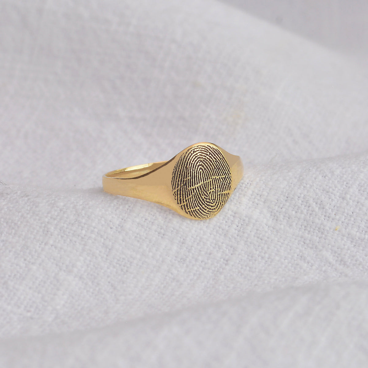 Chevalière personnalisée en or 9 carats avec empreinte digitale