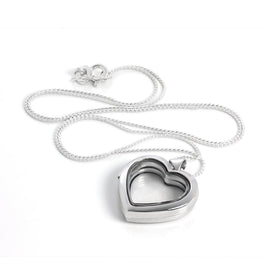 Collier médaillon flottant en forme de cœur en argent sterling sur chaîne