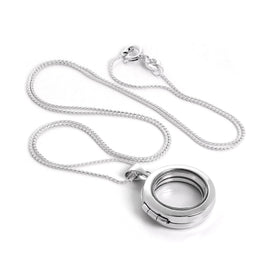 Collier médaillon à breloque flottante ronde en argent sterling sur chaîne