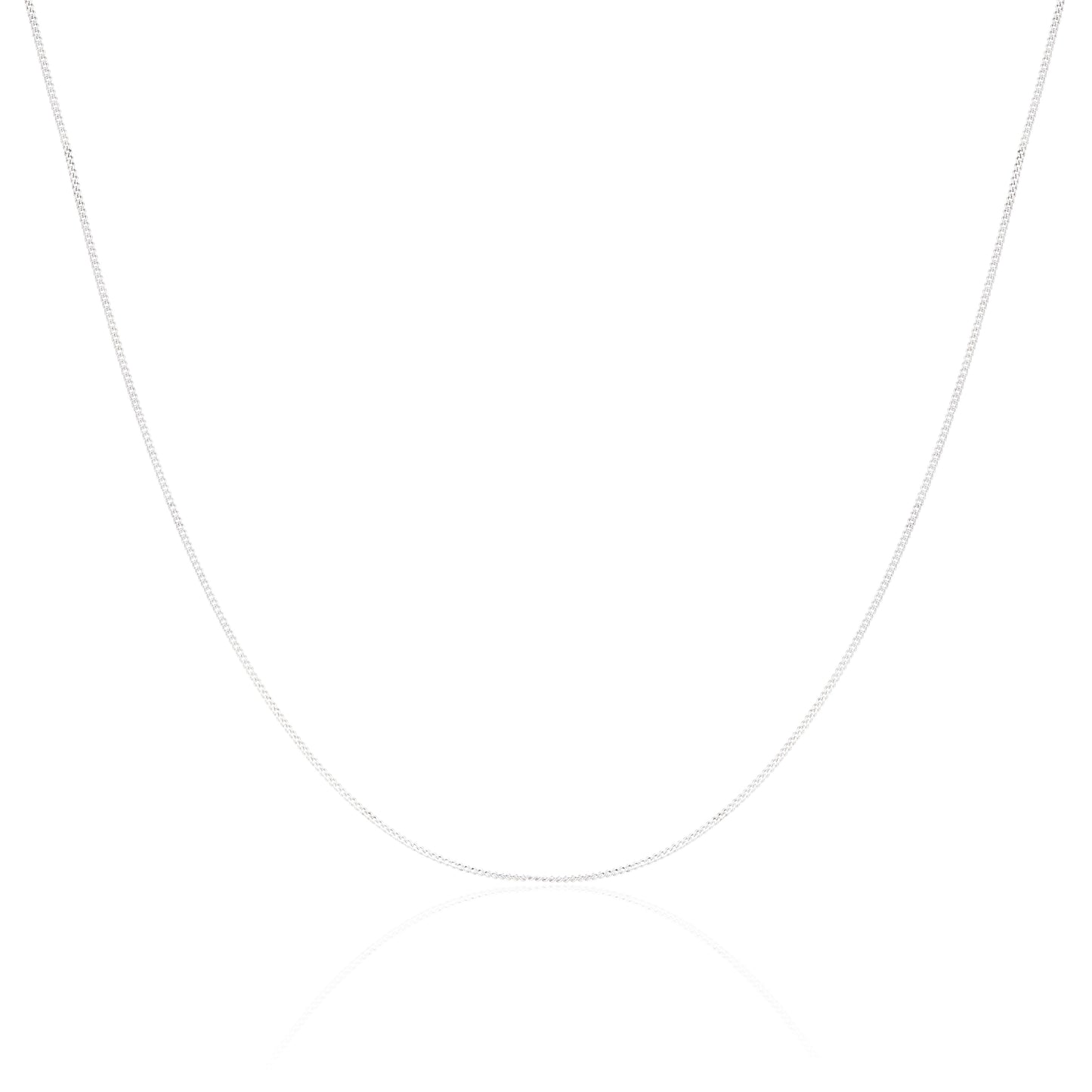 Chaîne gourmette en or blanc 9 carats taille diamant de 40 à 45 cm
