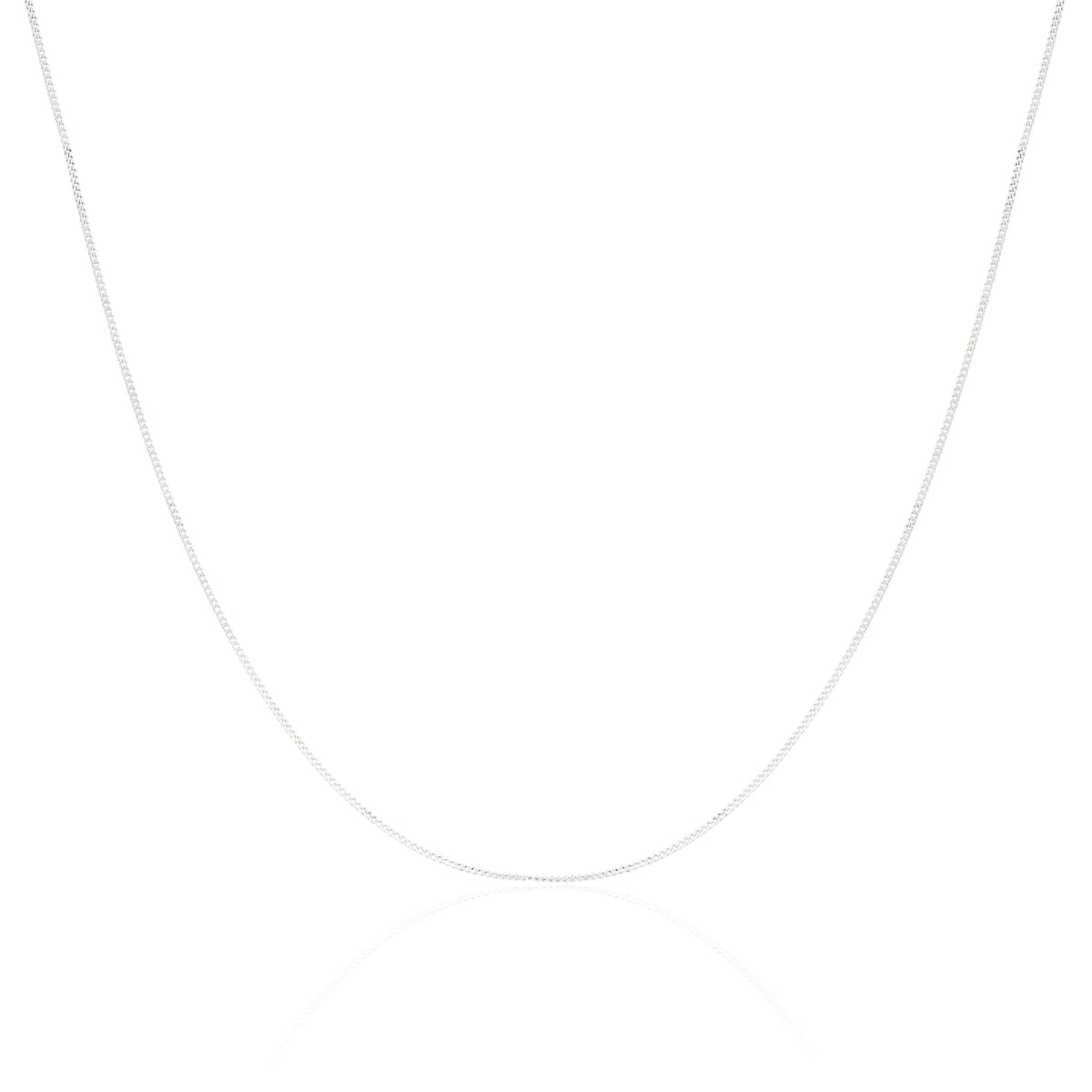 Chaîne gourmette en or blanc 9 carats taille diamant de 40 à 45 cm
