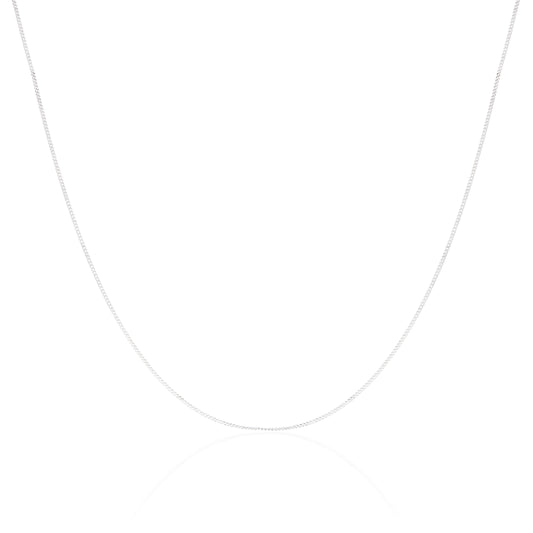 Chaîne gourmette en or blanc 9 carats taille diamant de 40 à 45 cm