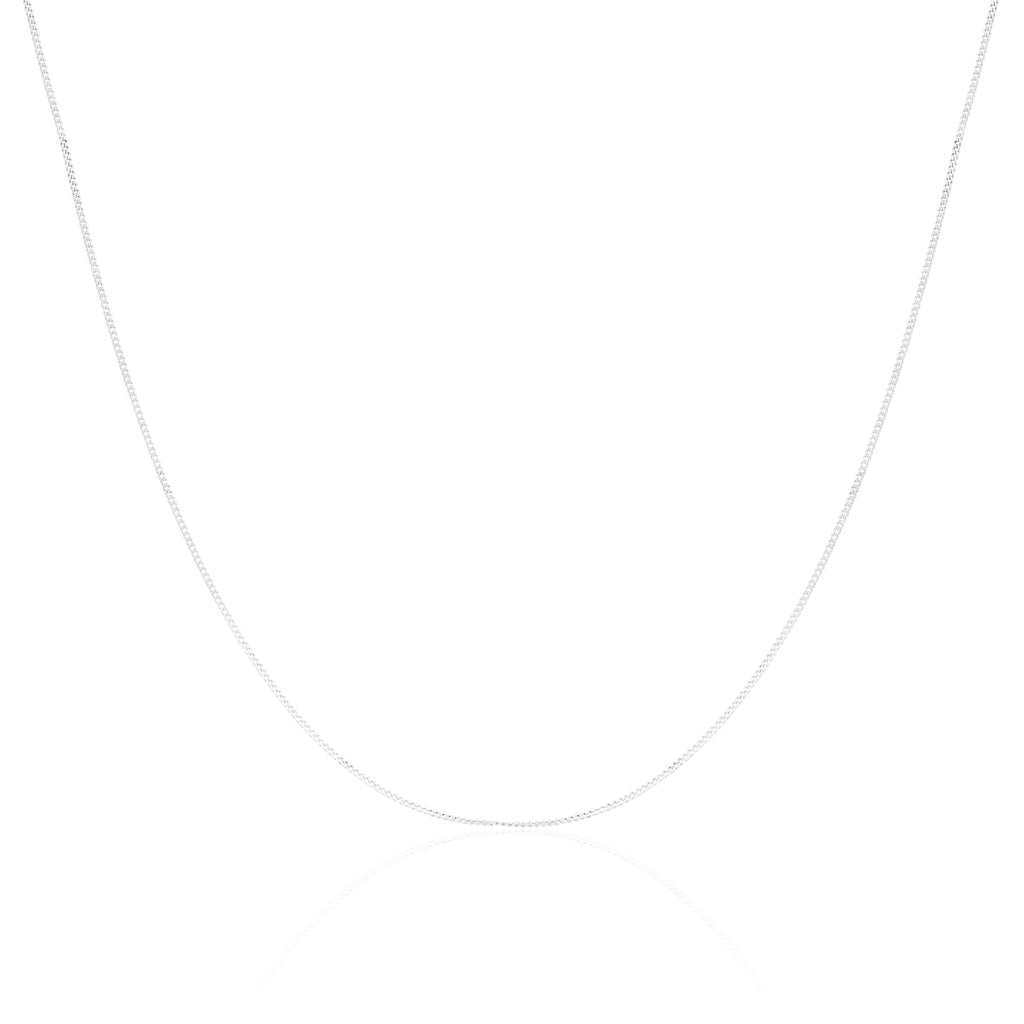 Chaîne gourmette en or blanc 9 carats taille diamant de 40 à 45 cm