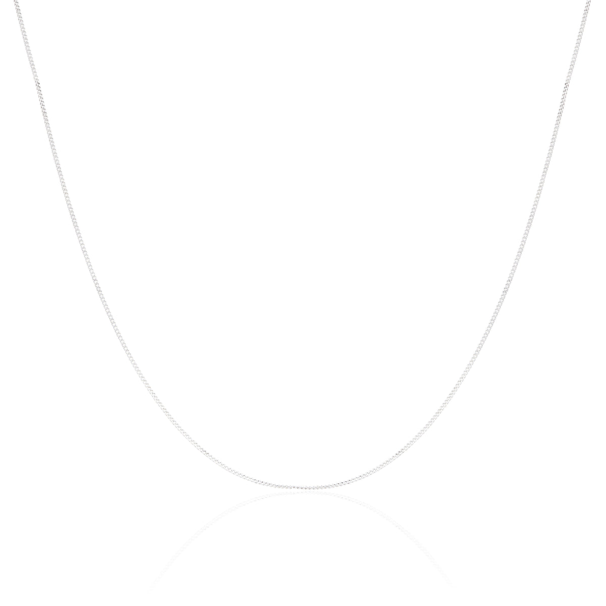 Chaîne gourmette en or blanc 9 carats taille diamant de 40 à 45 cm