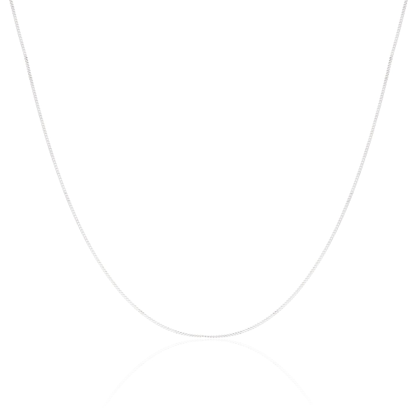Chaîne gourmette en or blanc 9 carats taille diamant de 40 à 45 cm