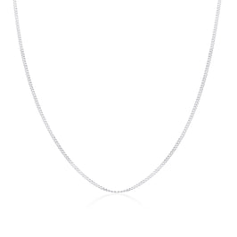 Chaîne gourmette en or blanc 9 carats taille diamant de 40 à 45 cm