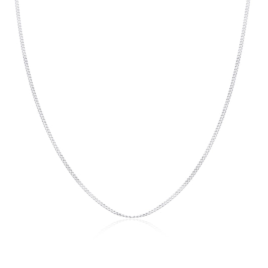 Chaîne gourmette en or blanc 9 carats taille diamant de 40 à 45 cm