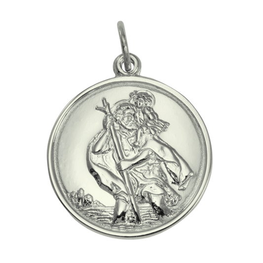 Pendentif Saint Christophe en or blanc 9 carats