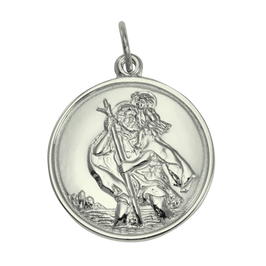 Pendentif Saint Christophe en or blanc 9 carats