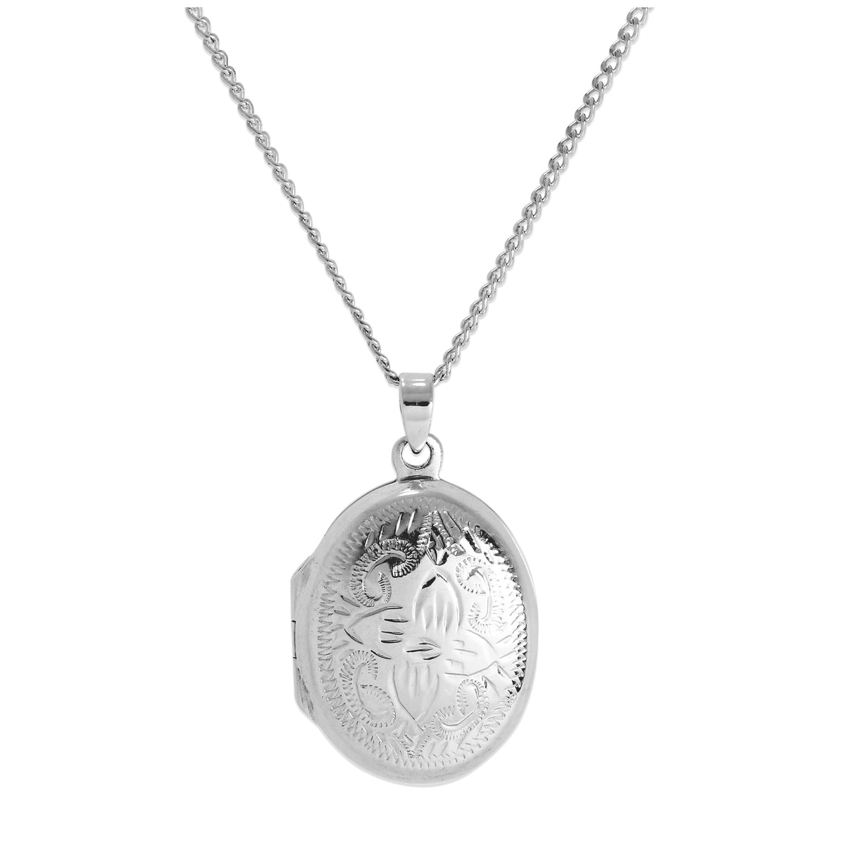 Médaillon ovale en argent sterling avec cadre en zigzag sur chaîne de 40 à 61 cm