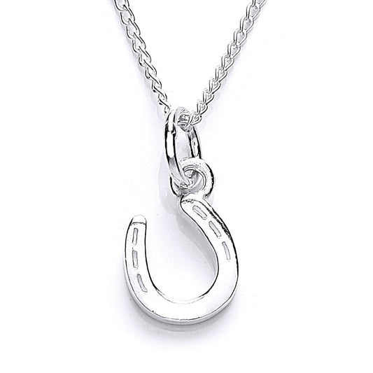 Petit pendentif fer à cheval porte-bonheur en argent sterling - 45,7 cm
