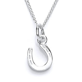 Petit pendentif fer à cheval porte-bonheur en argent sterling - 45,7 cm