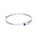 Bracelet jonc en argent sterling et cristal CZ avec pierre de naissance en forme de cœur