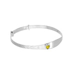 Bracelet jonc en argent sterling et cristal CZ avec pierre de naissance en forme de cœur