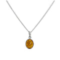 Collier pendentif ovale en argent sterling et ambre de la Baltique de 40 à 61 cm