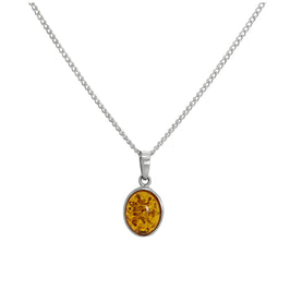 Collier pendentif ovale en argent sterling et ambre de la Baltique de 40 à 61 cm