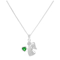 Collier avec pendentif ange en argent sterling et cristal émeraude CZ, pierre de naissance du mois de mai, 35 à 81 cm