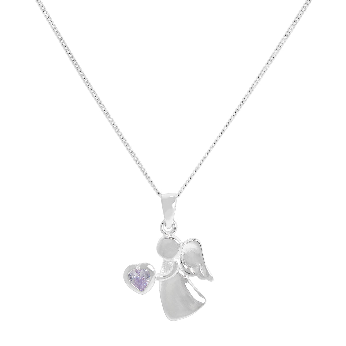 Collier avec pendentif ange en argent sterling et cristal Alexandrite CZ, pierre de naissance du mois de juin, 35 à 81 cm