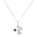 Collier avec pendentif ange en argent sterling et cristal saphir CZ, pierre de naissance de septembre, 35 à 81 cm