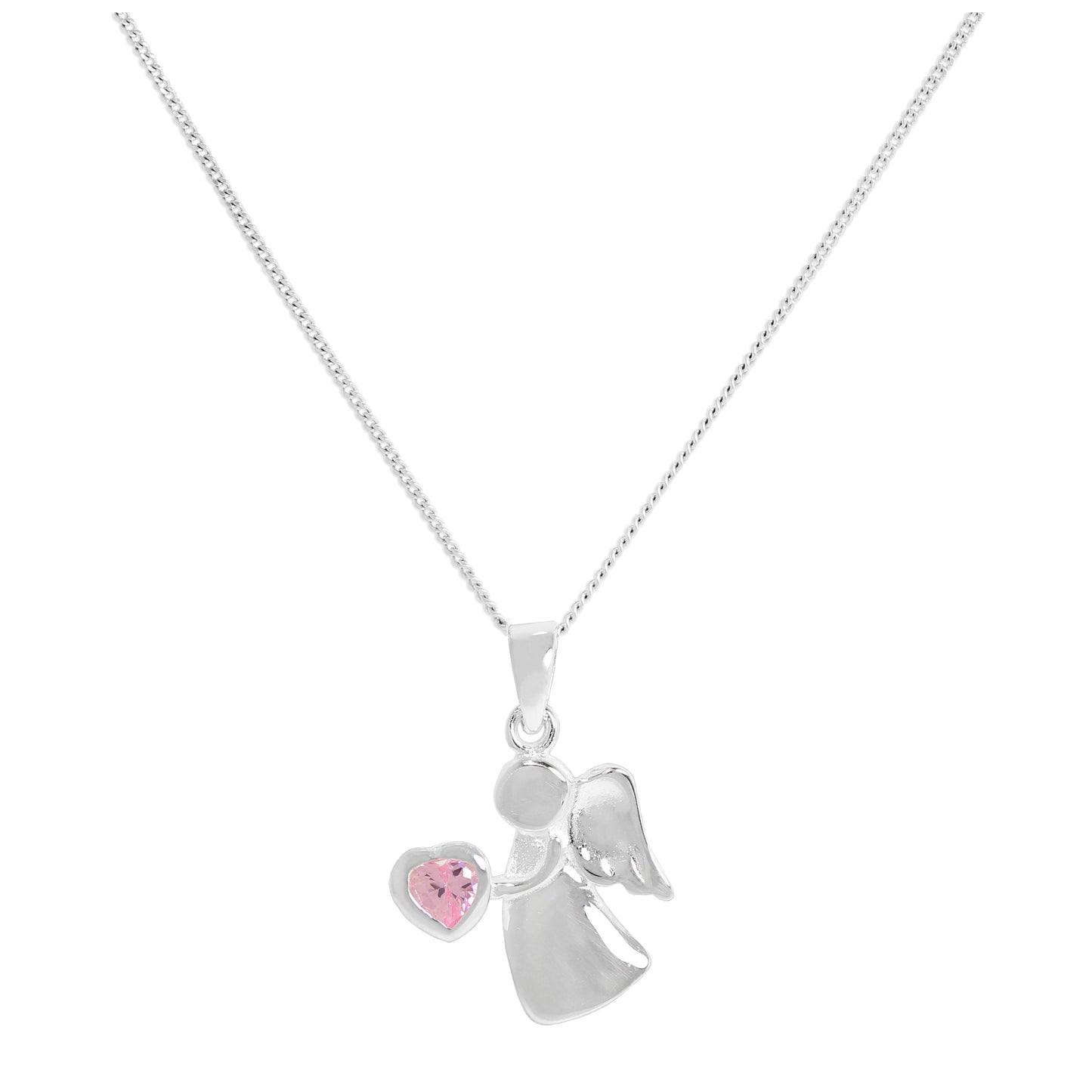 Collier avec pendentif ange en argent sterling et cristal tourmaline CZ, pierre de naissance d'octobre, 14 à 32 pouces