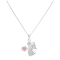 Collier avec pendentif ange en argent sterling et cristal tourmaline CZ, pierre de naissance d'octobre, 35 à 81 cm