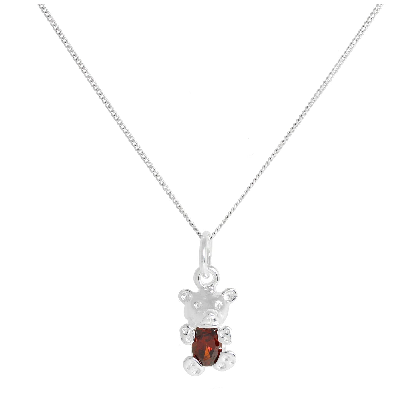 Collier ours en argent sterling avec pierre de naissance en grenat et zircone cubique de janvier, 35,6 à 81,3 cm