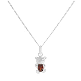 Collier ours en argent sterling avec pierre de naissance en grenat et zircone cubique de janvier, 35,6 à 81,3 cm