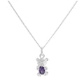 Collier ours en argent sterling avec améthyste et pierre de naissance CZ de février, 35,6 à 81,3 cm