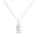 Collier ours en argent sterling avec pierre de naissance en zircone cubique transparente d'avril, 35 à 81 cm