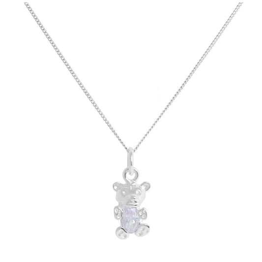 Collier en argent sterling avec pierre de naissance en forme d'ourson et alexandrite de juin, 35 à 81 cm