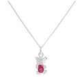 Collier ours en argent sterling avec rubis et pierre de naissance CZ de juillet, 35 à 81 cm