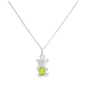 Collier ours en argent sterling avec péridot et pierre de naissance en oxyde de zirconium, 35,6 à 81,3 cm