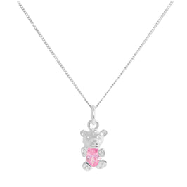 Collier ours en argent sterling avec tourmaline et zircone cubique, pierre de naissance d'octobre, 35 à 81 cm