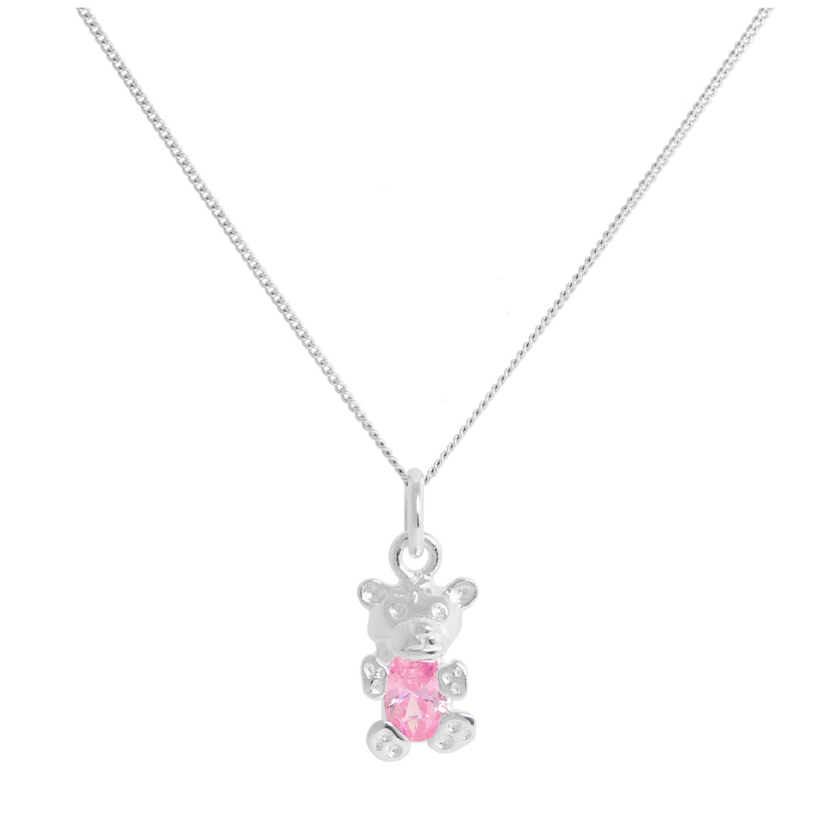 Collier ours en argent sterling avec tourmaline et zircone cubique, pierre de naissance d'octobre, 35 à 81 cm