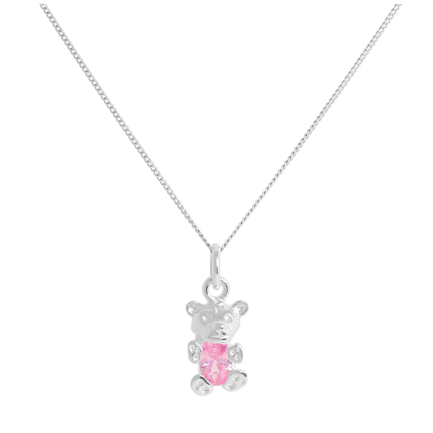 Collier ours en argent sterling avec tourmaline et zircone cubique, pierre de naissance d'octobre, 35 à 81 cm