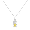 Collier ours en argent sterling avec citrine et zircone cubique, pierre de naissance de novembre, 35,6 à 81,3 cm