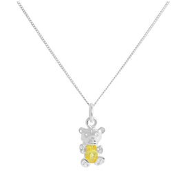 Collier ours en argent sterling avec citrine et zircone cubique, pierre de naissance de novembre, 35,6 à 81,3 cm