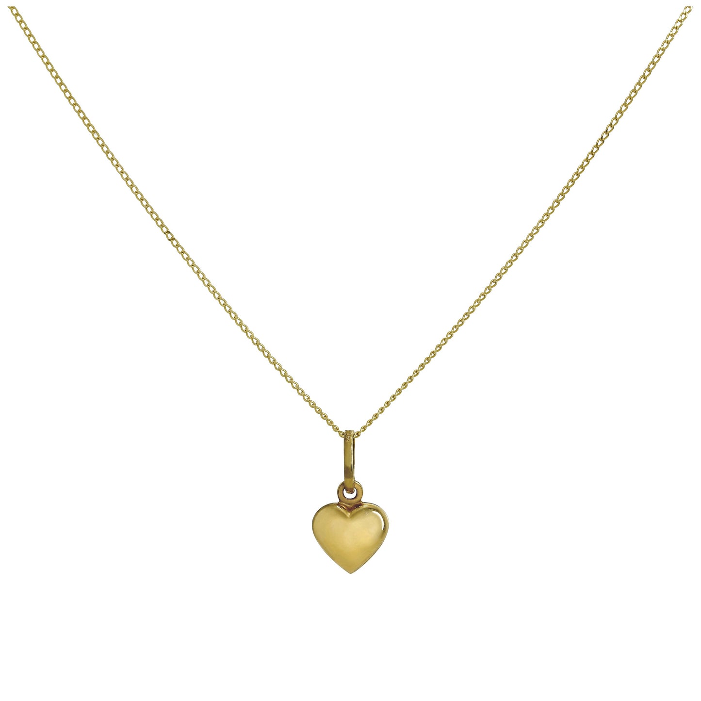 Collier pendentif en forme de petit cœur creux en or 9 carats, 40 à 50 cm