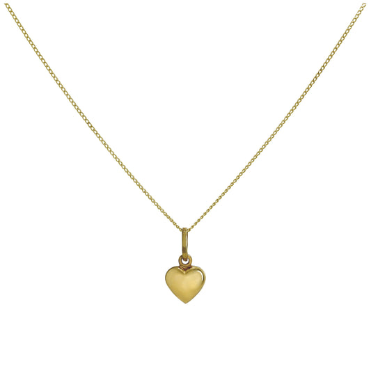 Collier pendentif en forme de petit cœur creux en or 9 carats, 40 à 50 cm
