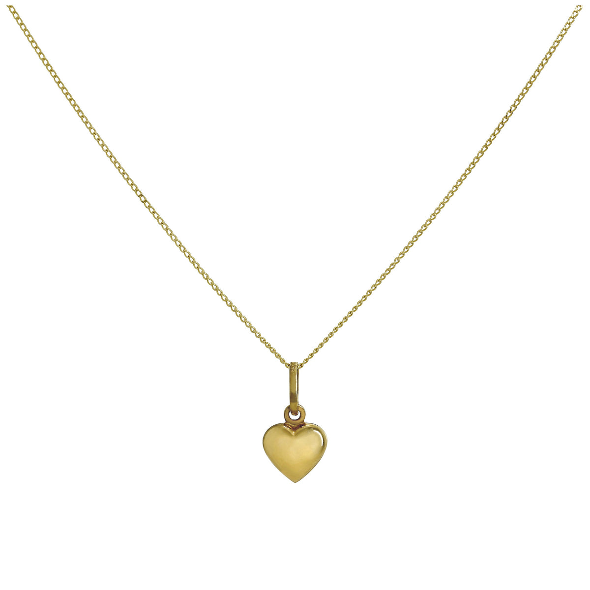 Collier pendentif en forme de petit cœur creux en or 9 carats, 40 à 50 cm